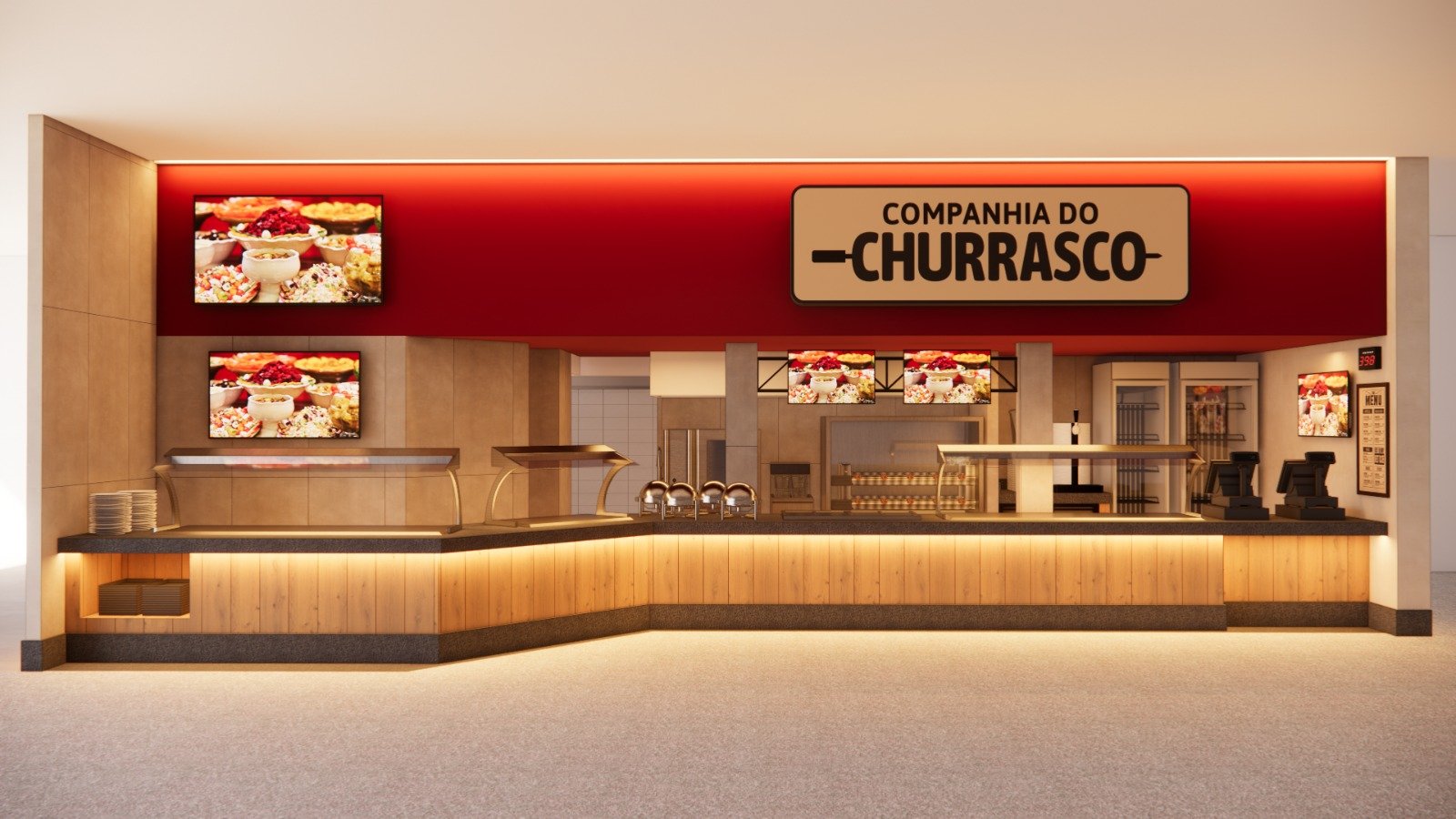 Modelo de loja Companhia do Churrasco - balcão de atendimento